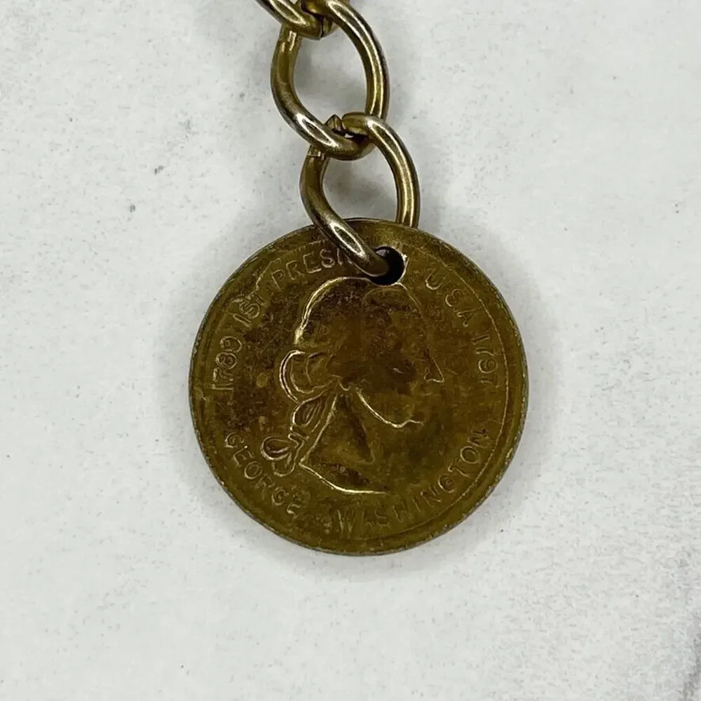 Gold Tone George Washington Coin Chain Link Belt Small (S) ✨